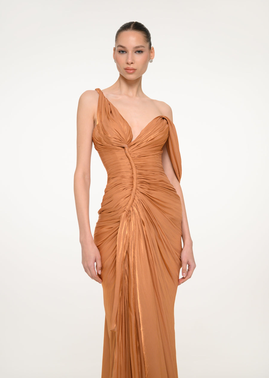 Bronze One-Shoulder Dress