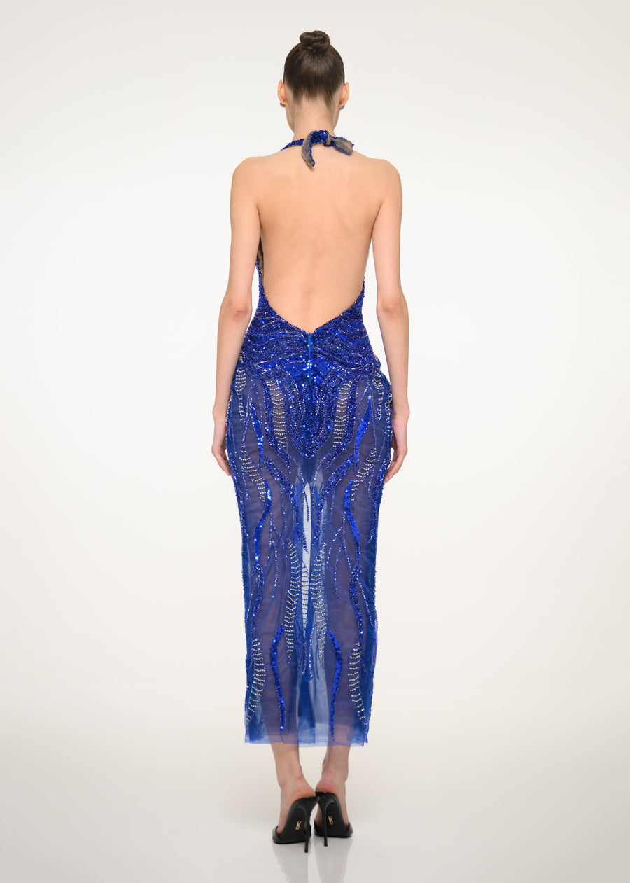 Royal Blue Halter Dress