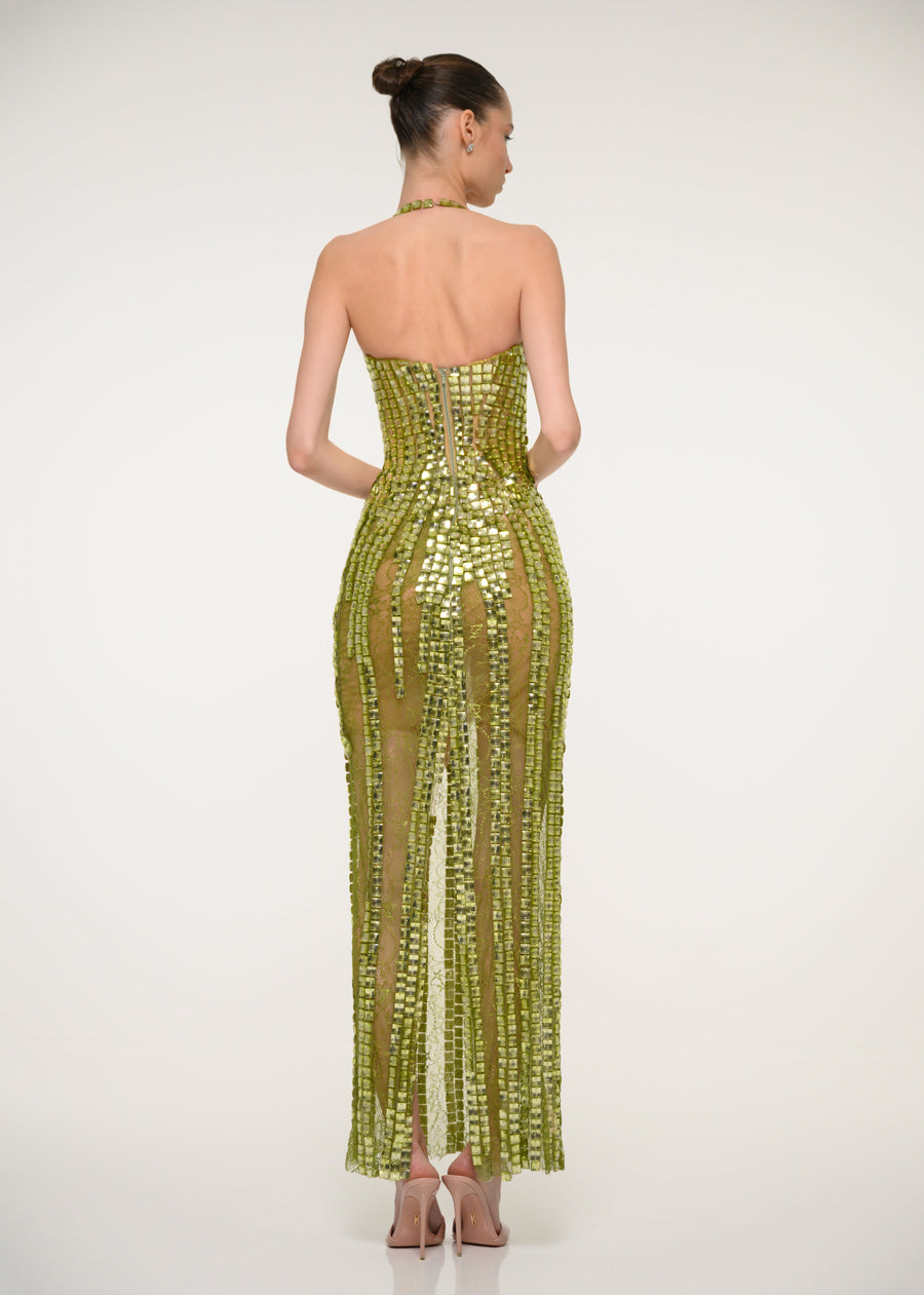 Green Sequin Sweetheart Dress