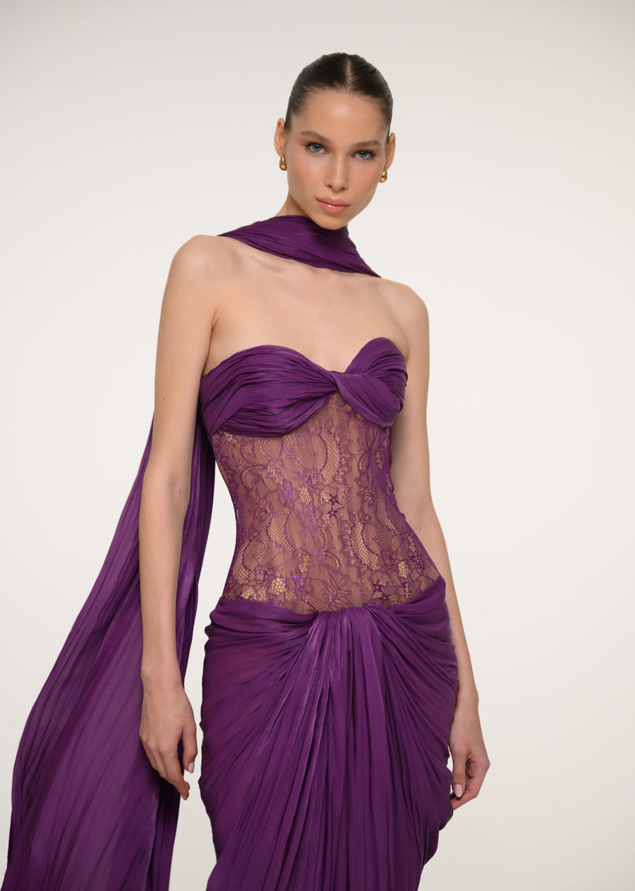 Purple Satin Corset Dress