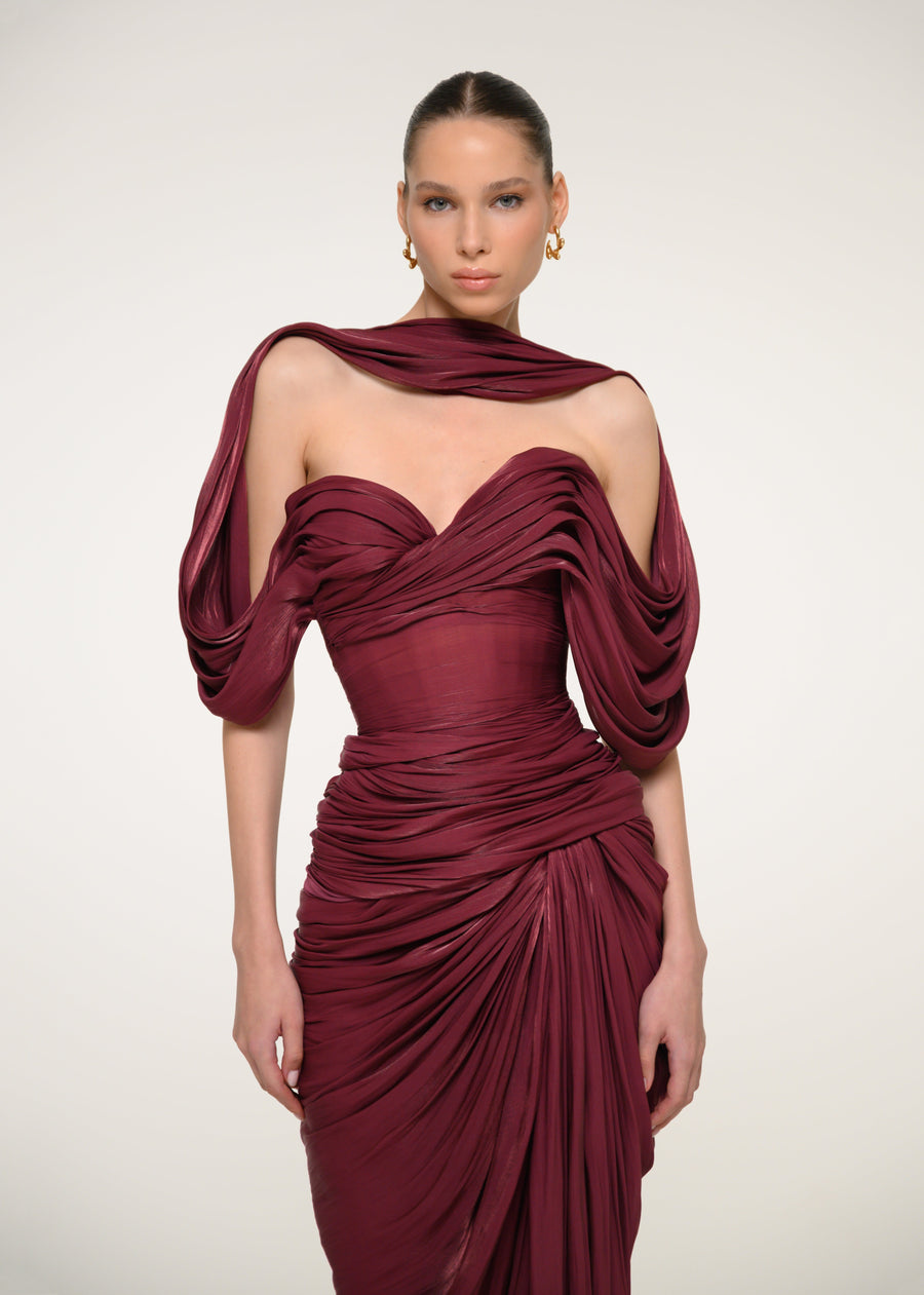 Burgundy Dress with Open Back