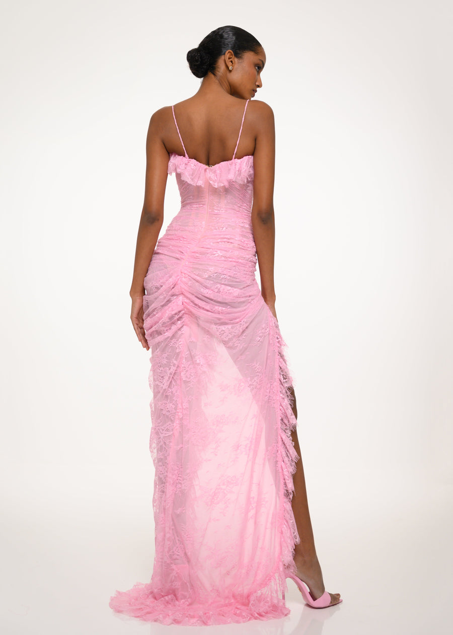 Rose Lace Slit Dress