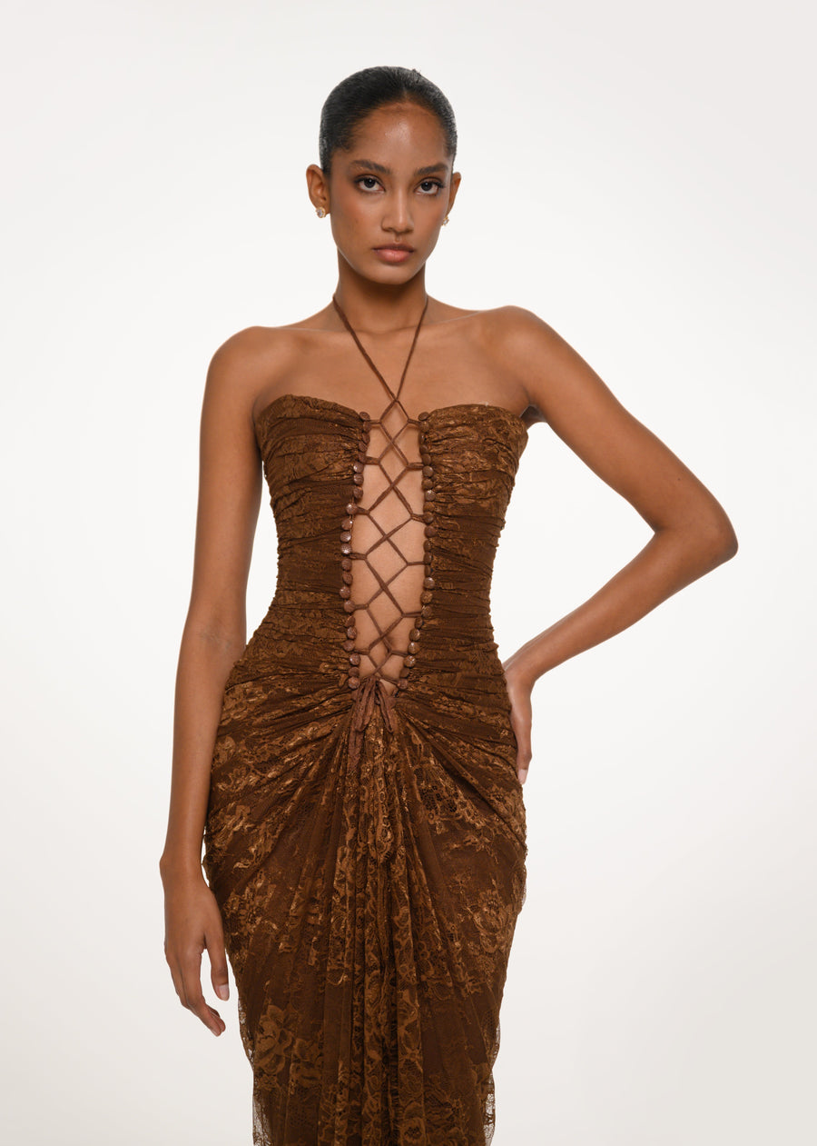 Brown Lace Corset Gown