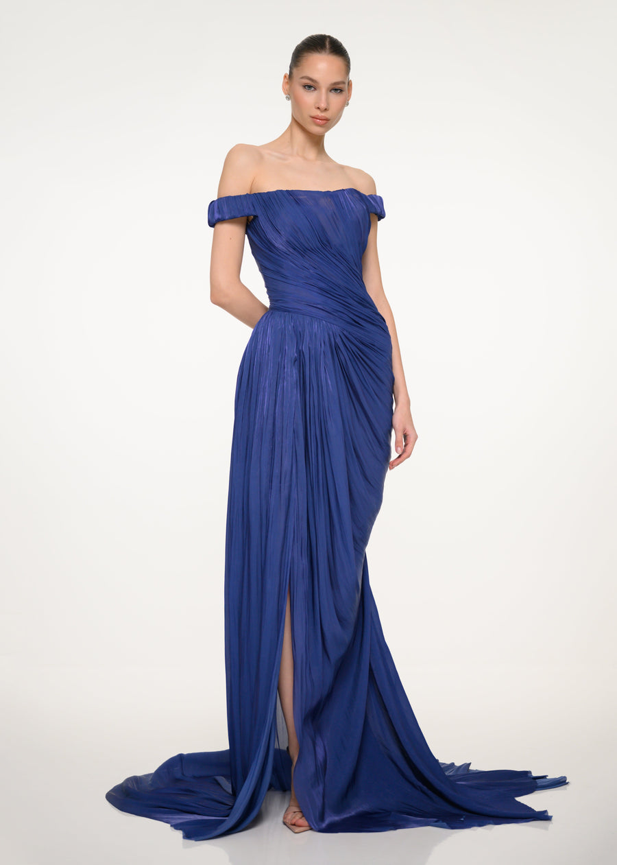 Royal Blue Off-Shoulder Dress