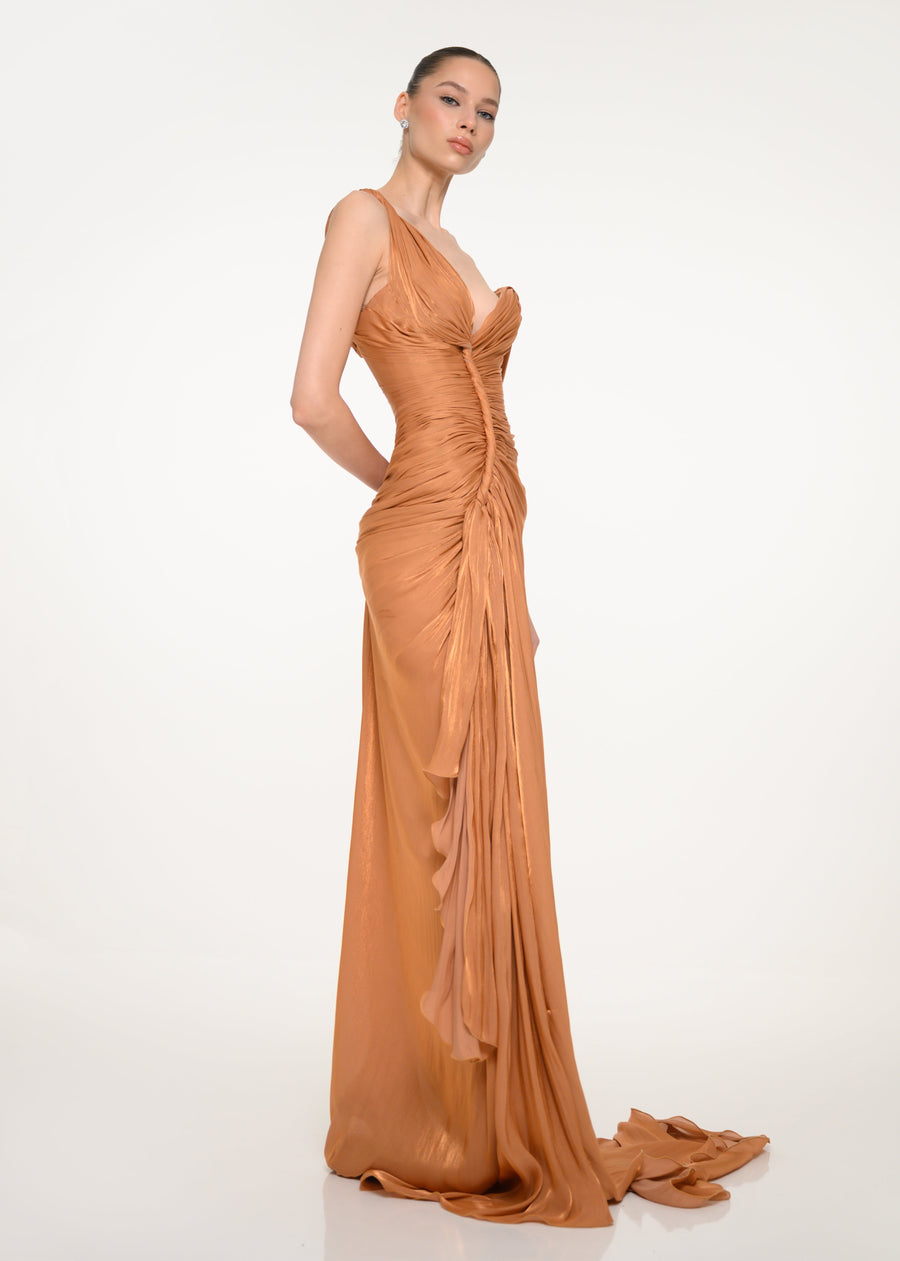 Bronze One-Shoulder Dress