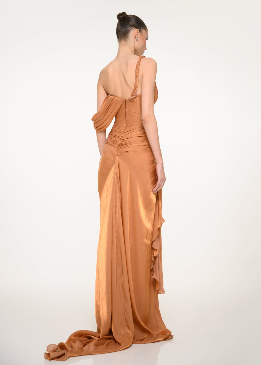 Bronze One-Shoulder Dress