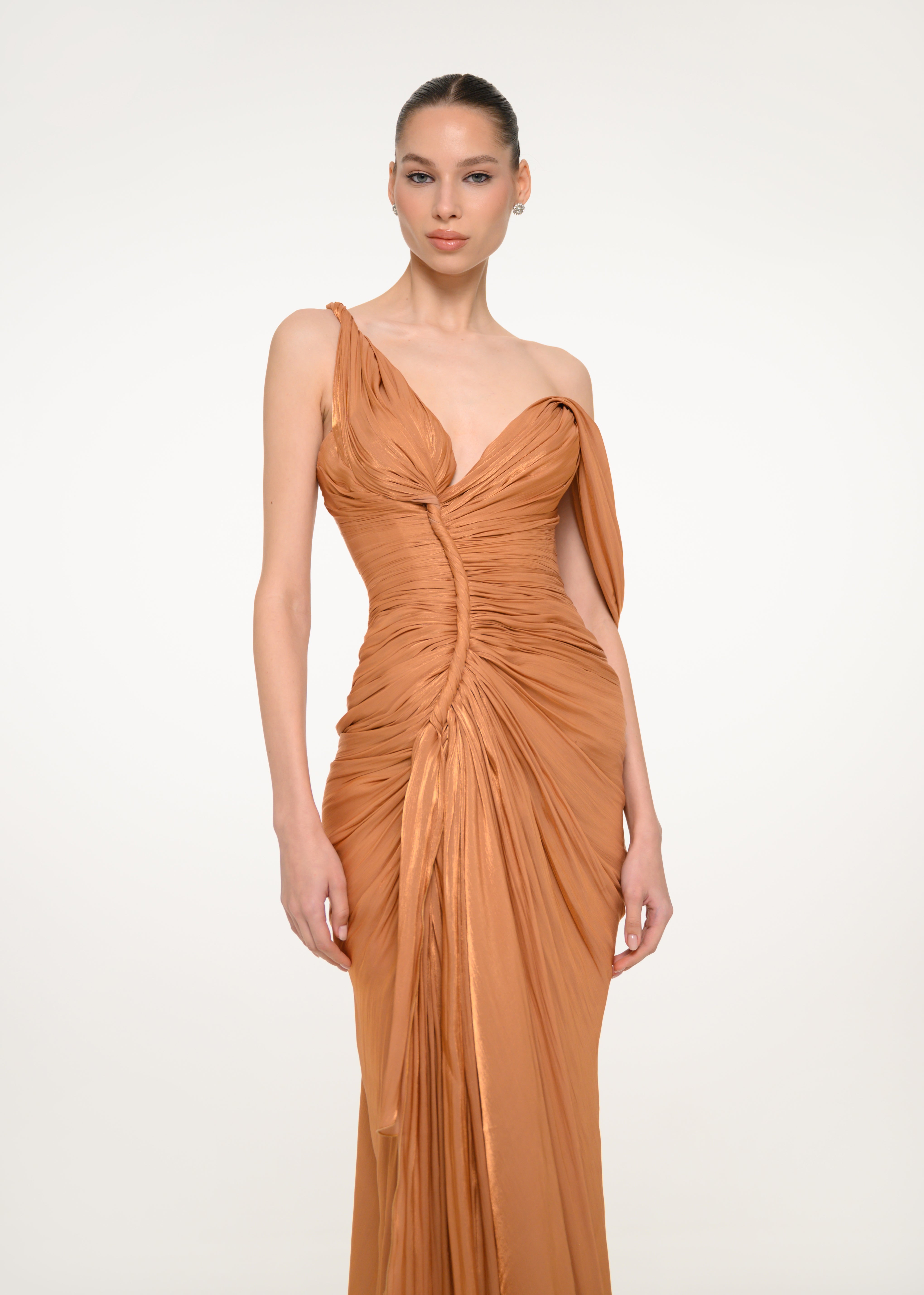 Bronze One-Shoulder Dress