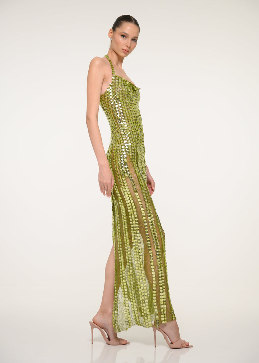 Green Sequin Sweetheart Dress