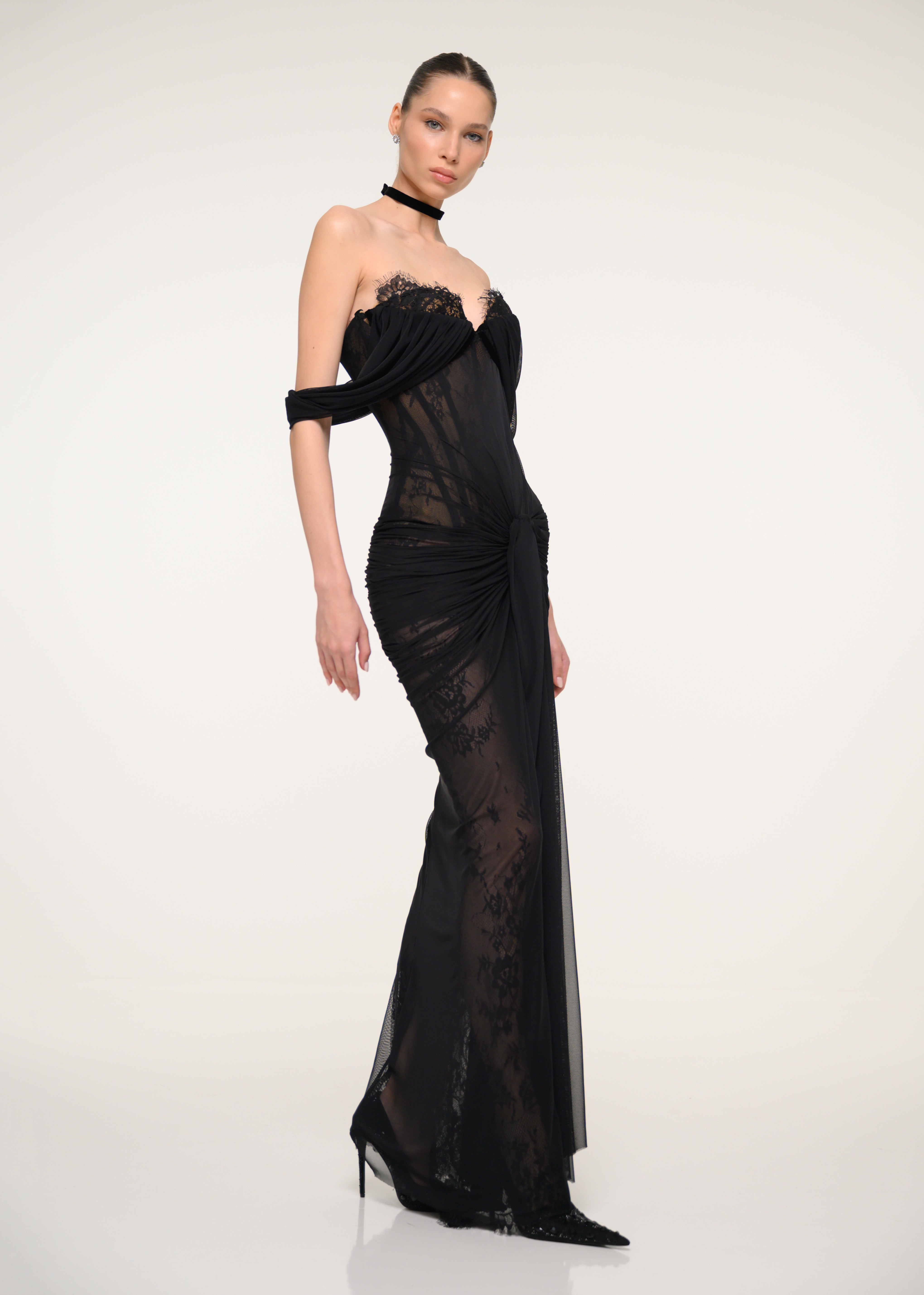 Black Dress with Corset Detail