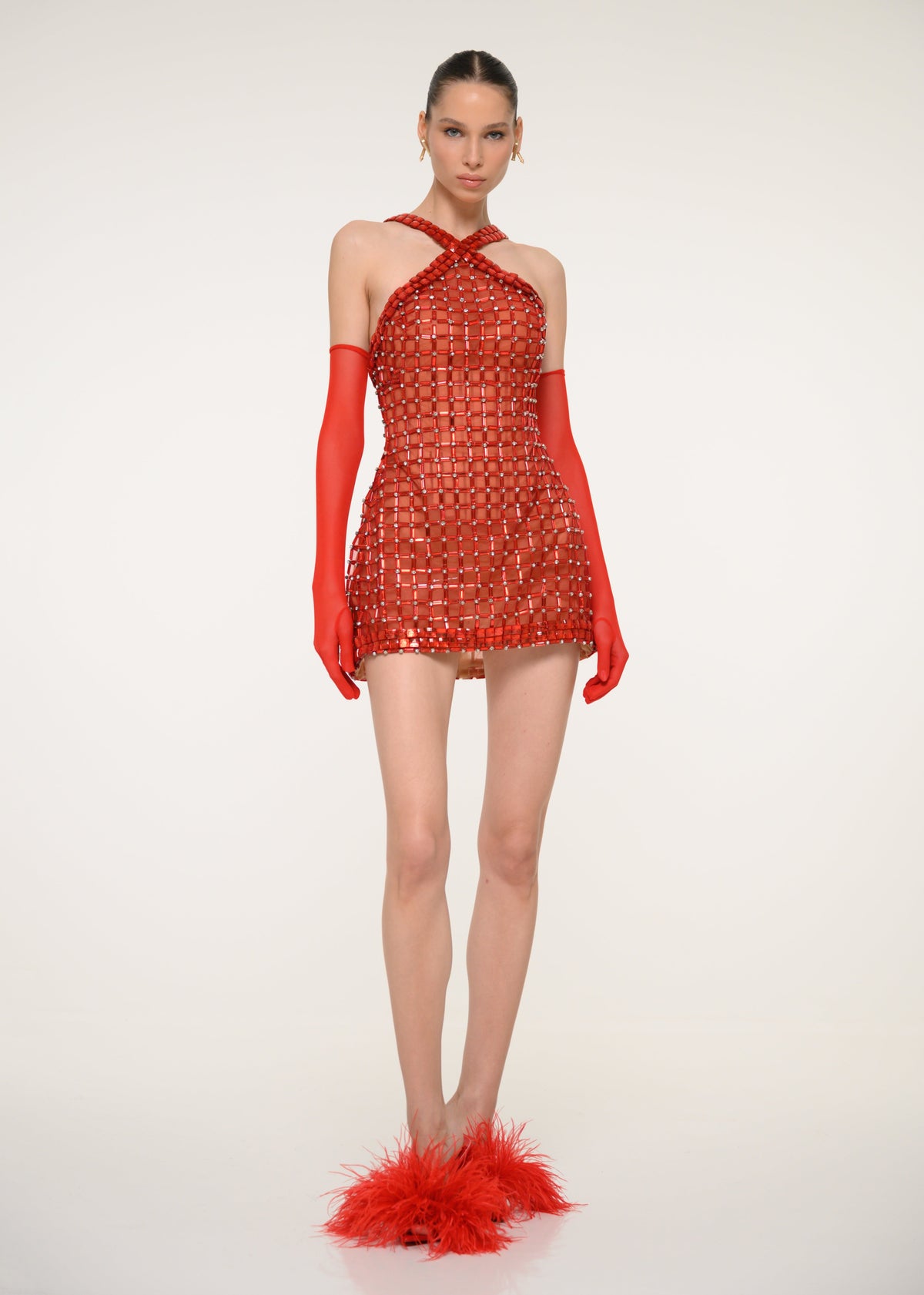 Red Crystal Mini Dress