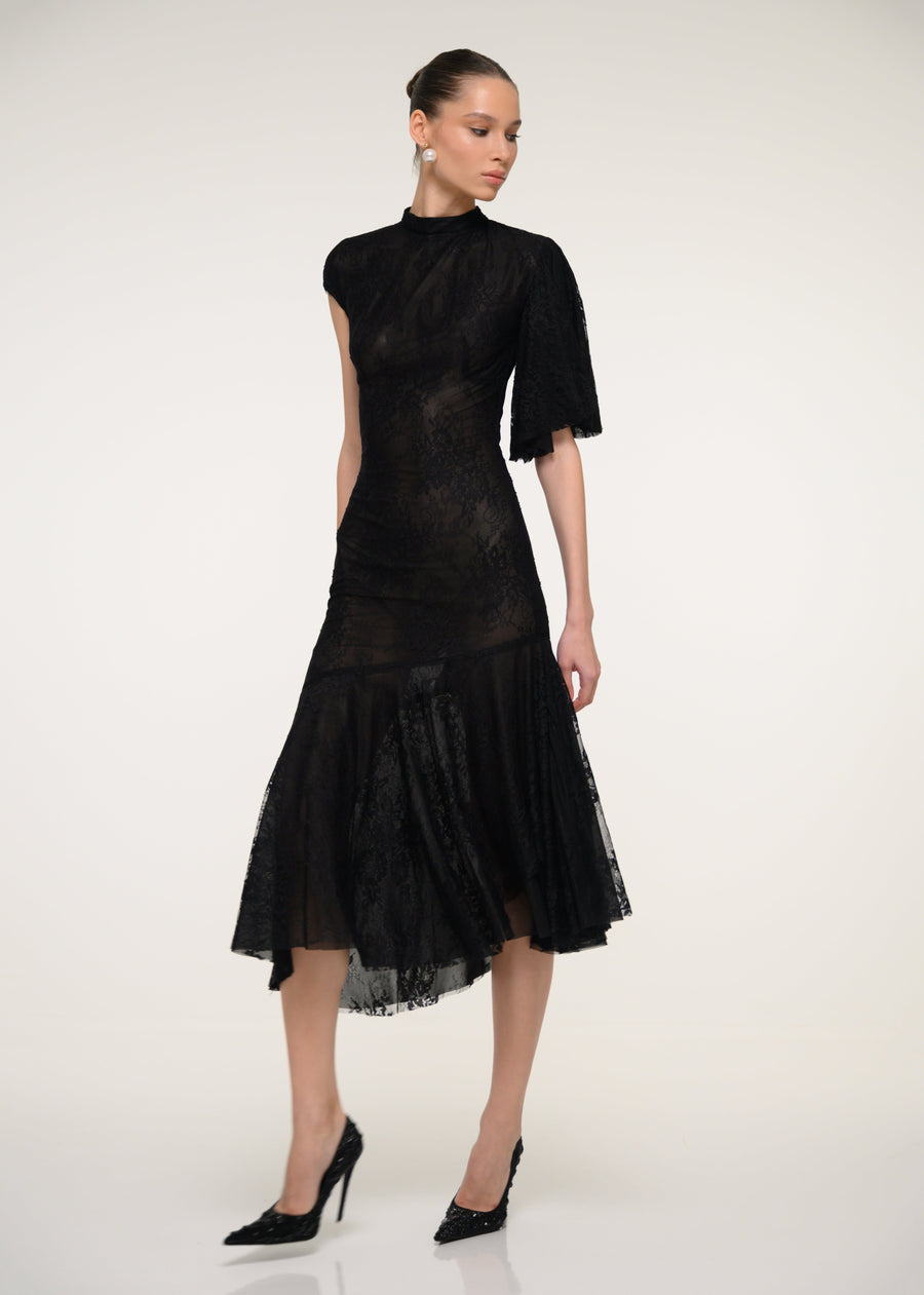 Black Lace Midi Dress