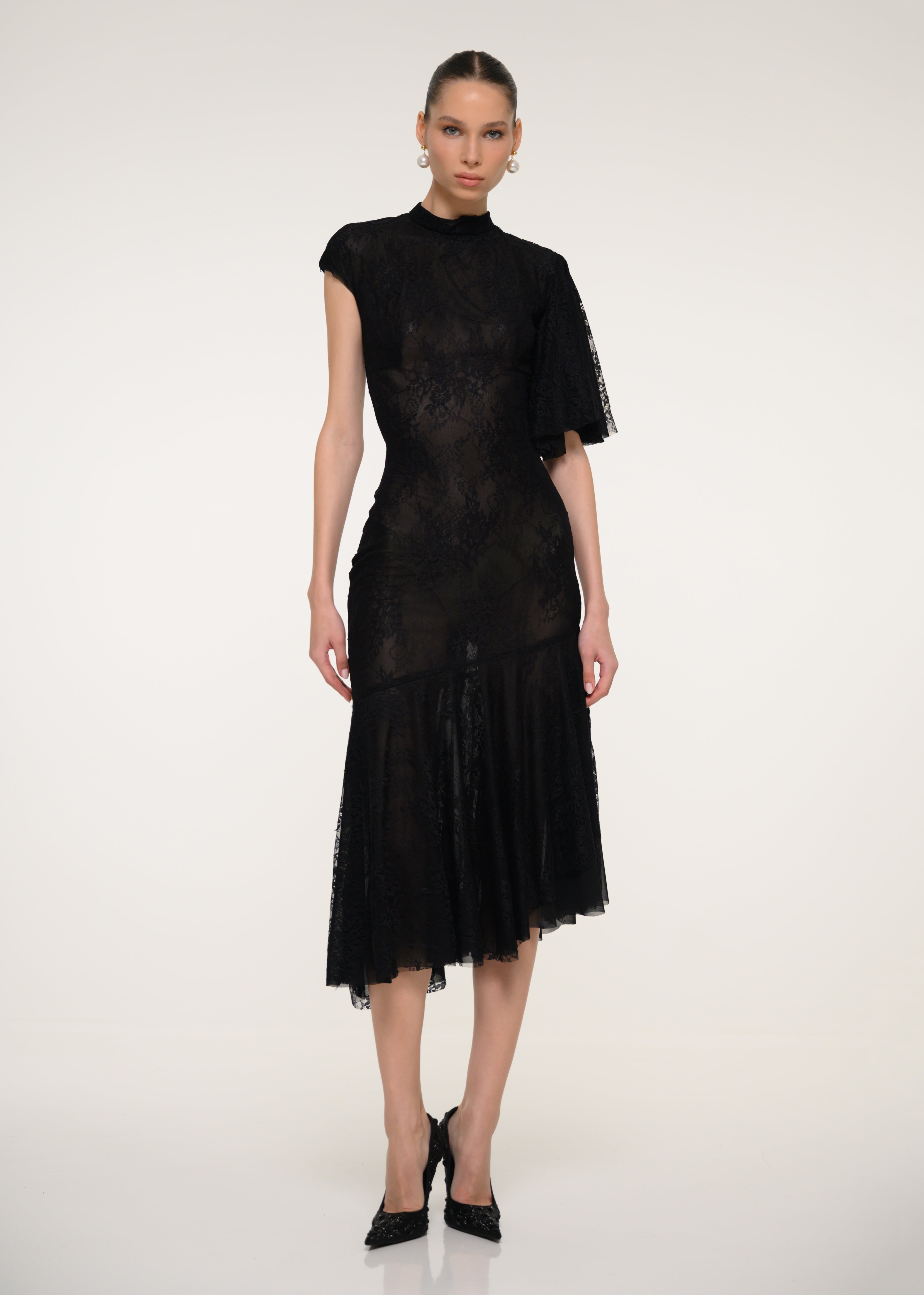 Black Lace Midi Dress
