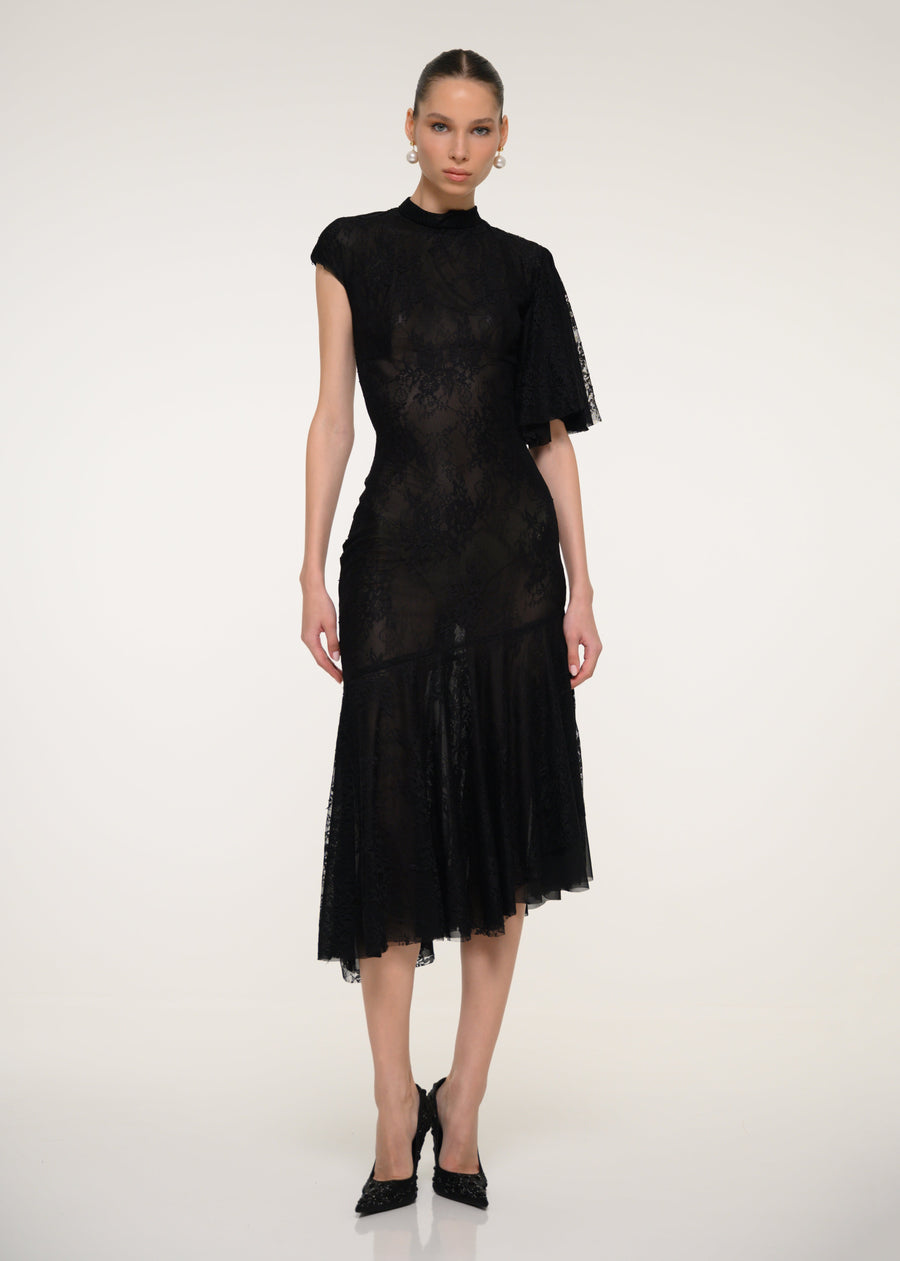 Black Lace Midi Dress