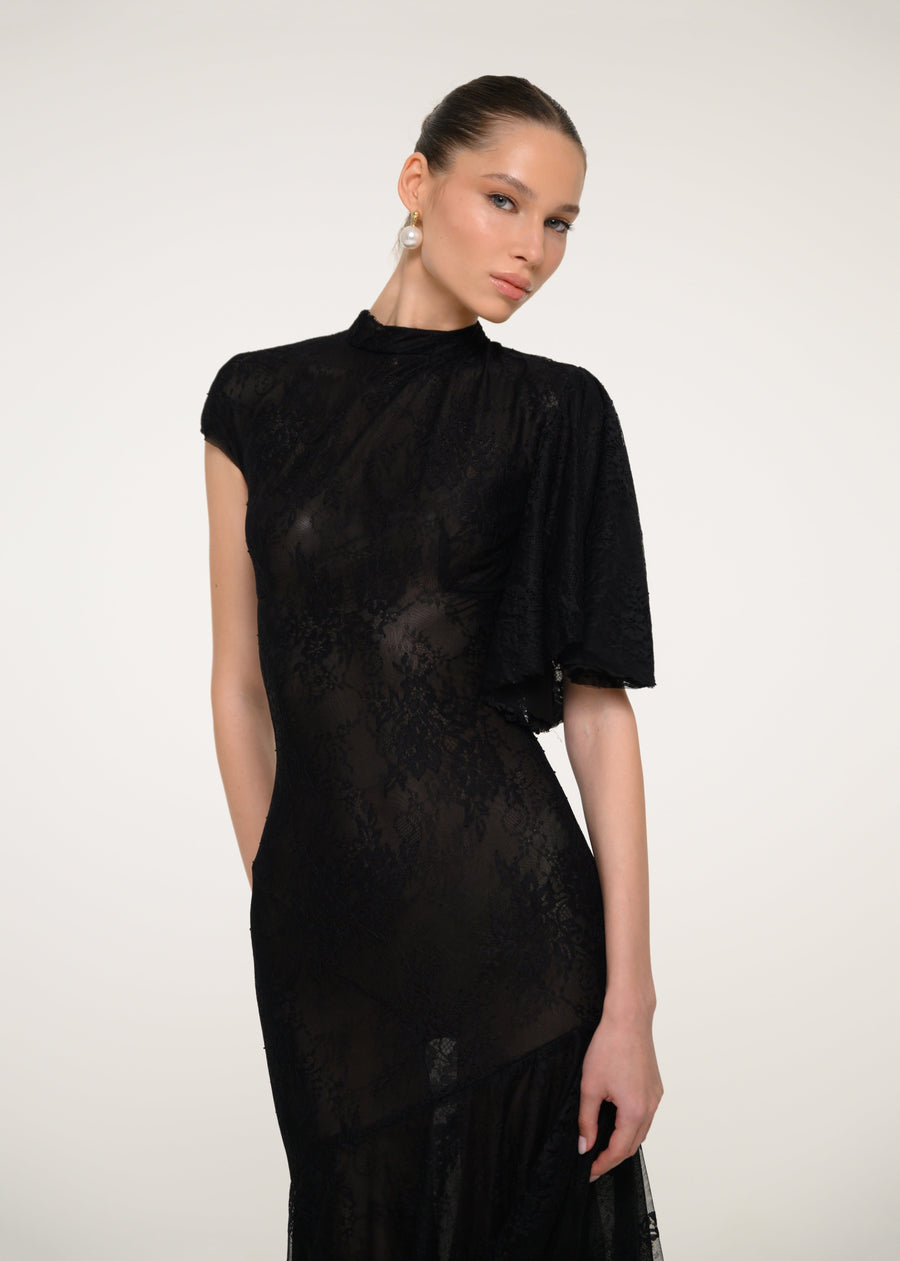 Black Lace Midi Dress
