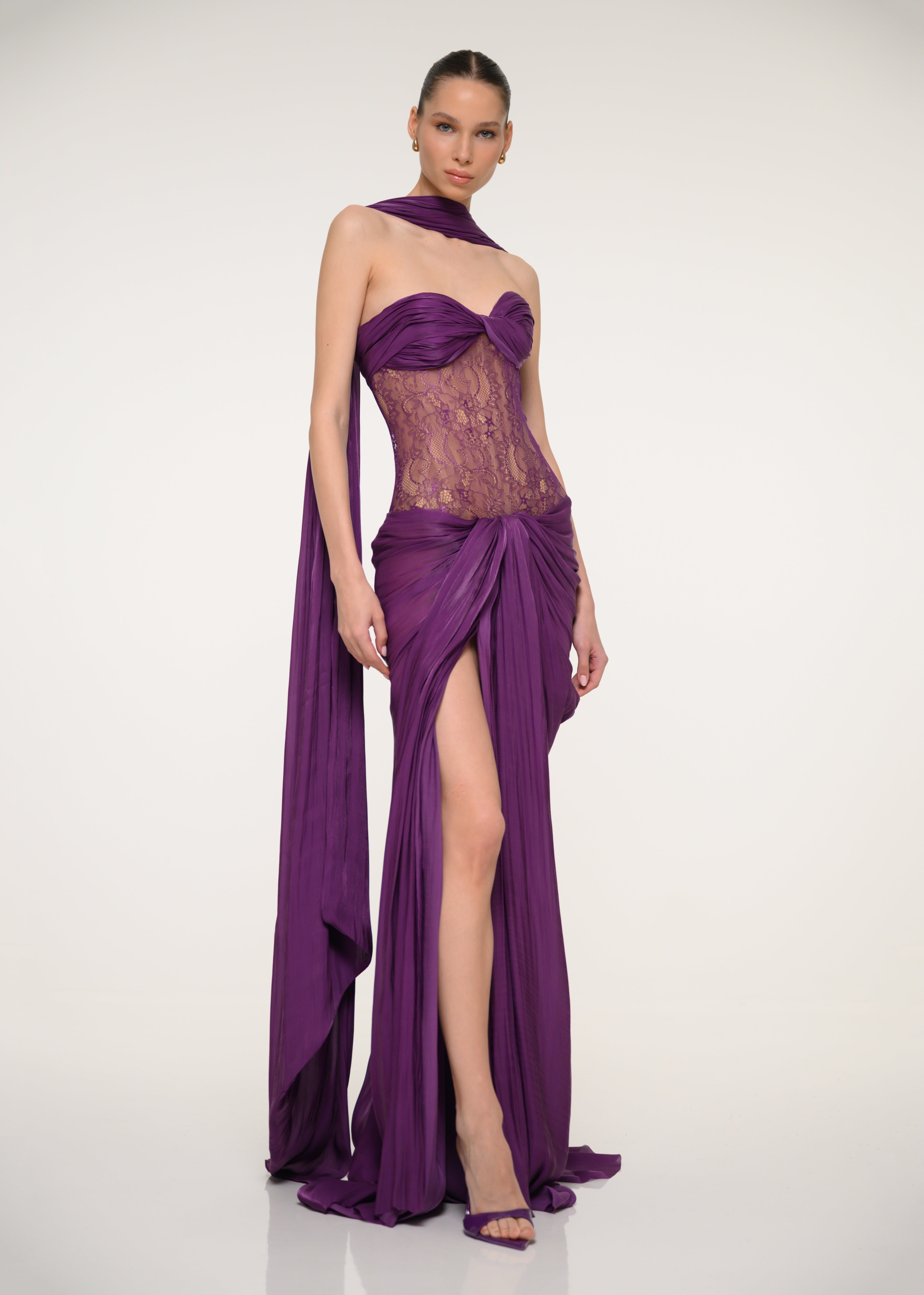 Purple Satin Corset Dress