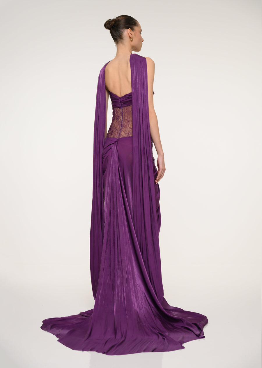 Purple Satin Corset Dress