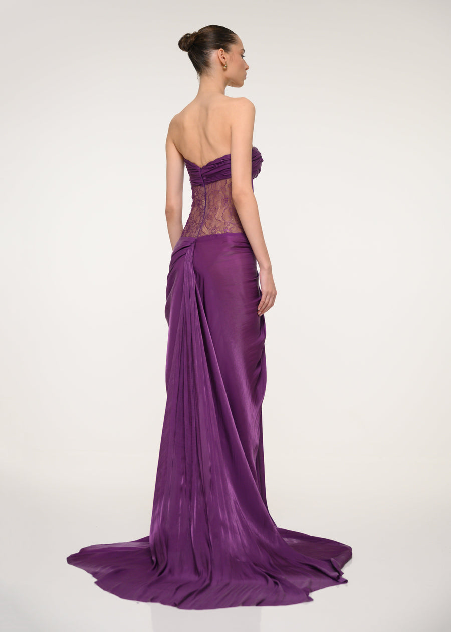 Purple Satin Corset Dress