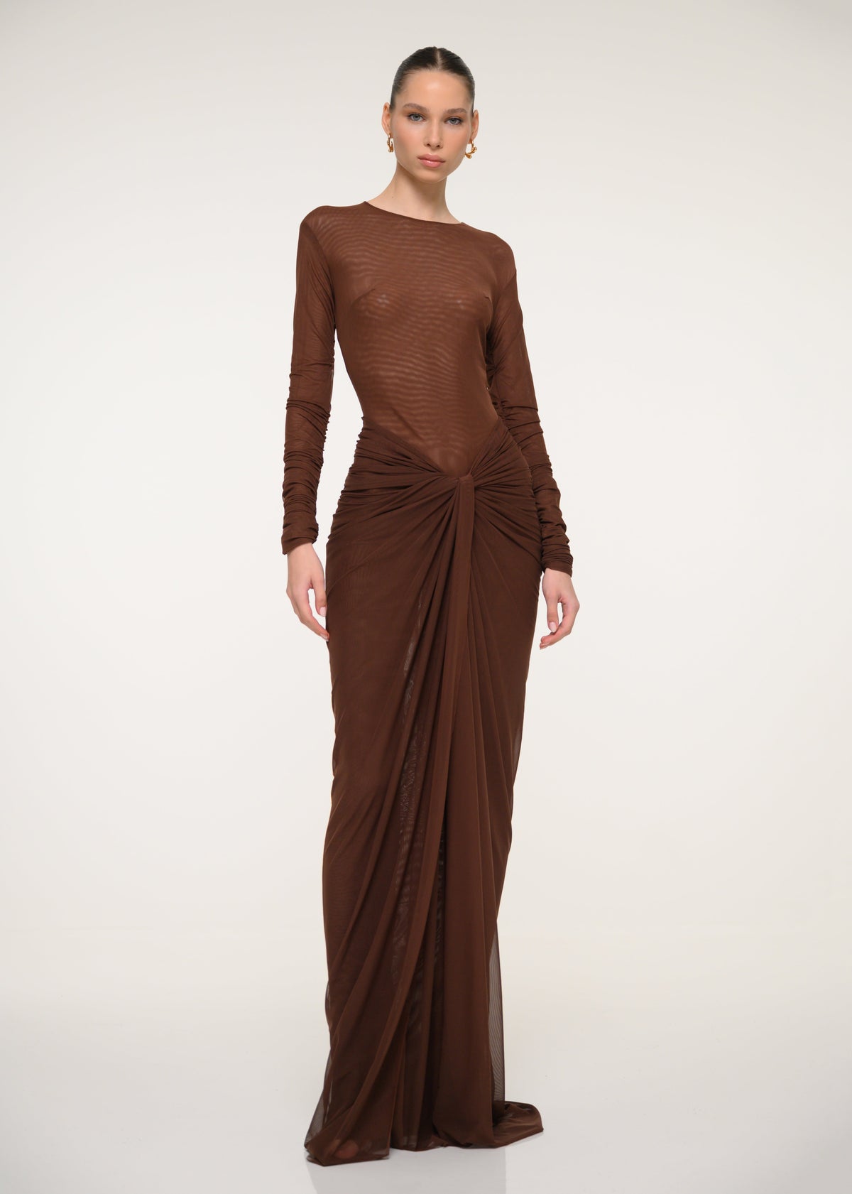 Brown Long-Sleeve Dress