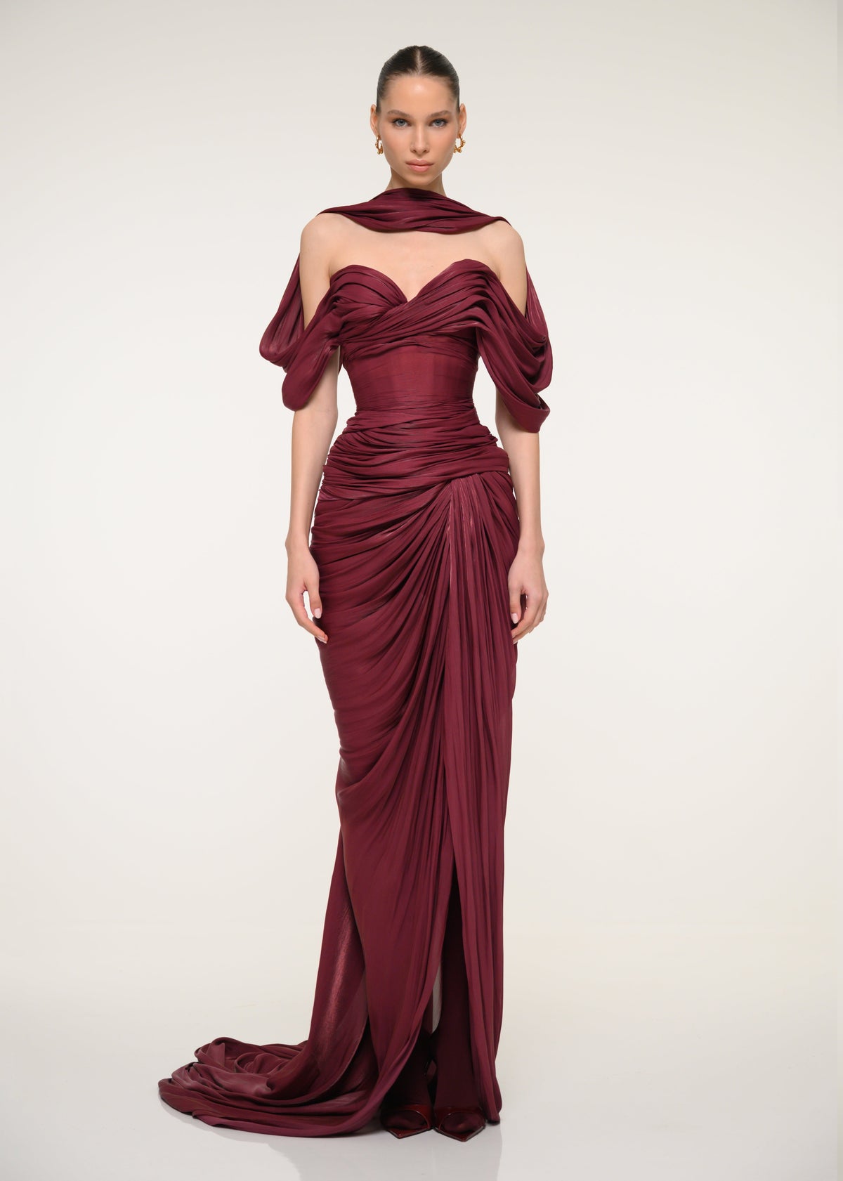 Burgundy Dress with Open Back