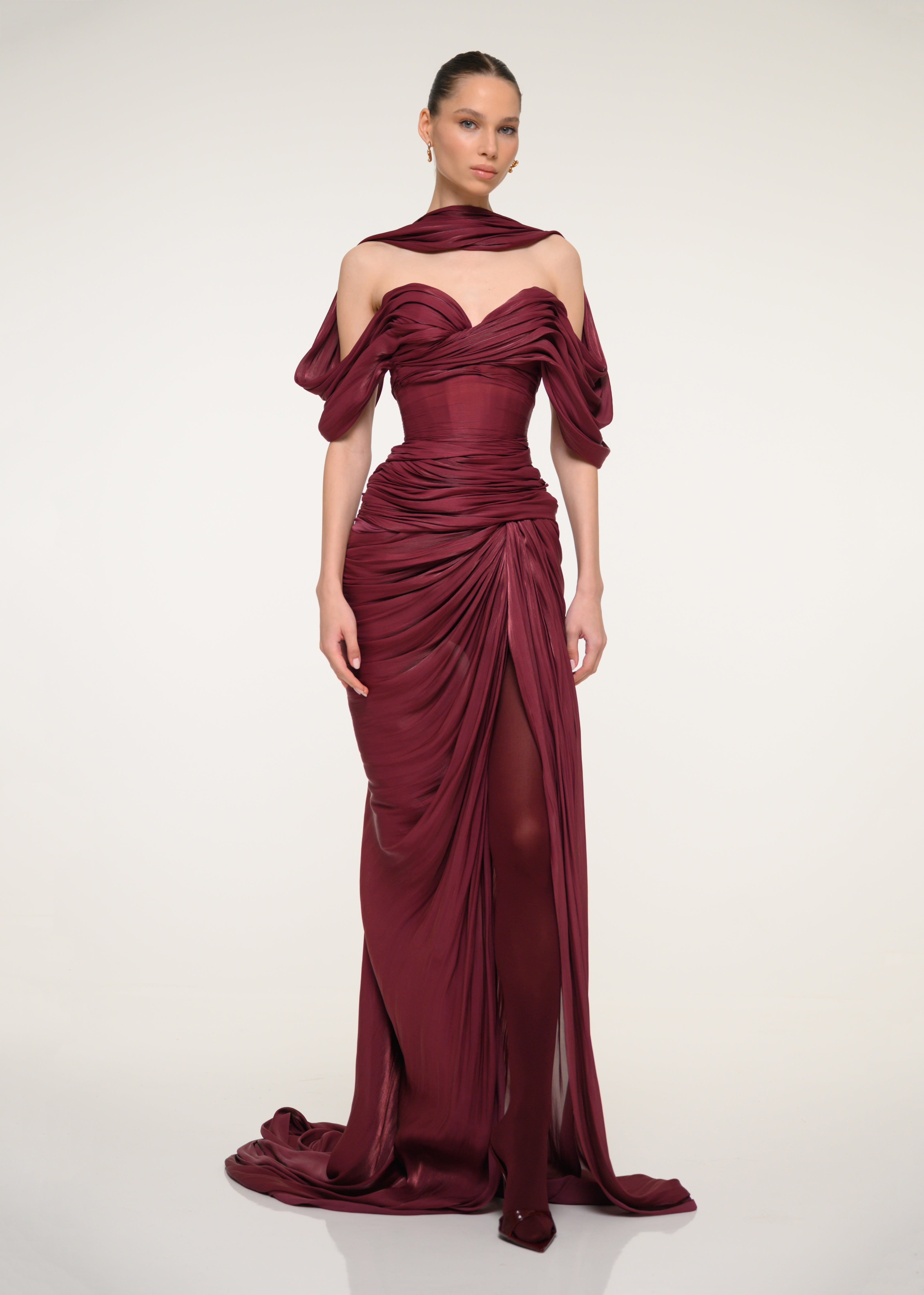 Burgundy Dress with Open Back
