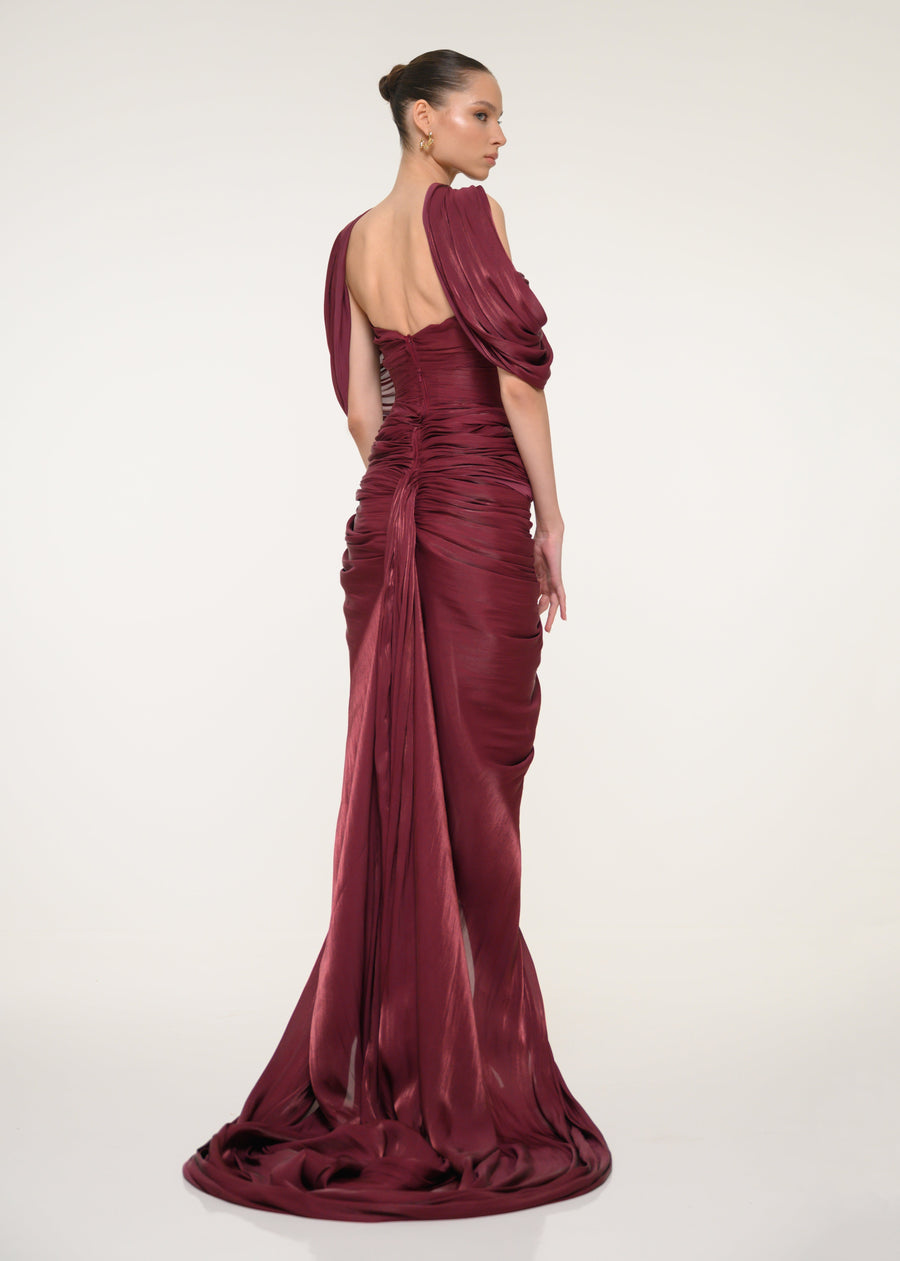 Burgundy Dress with Open Back