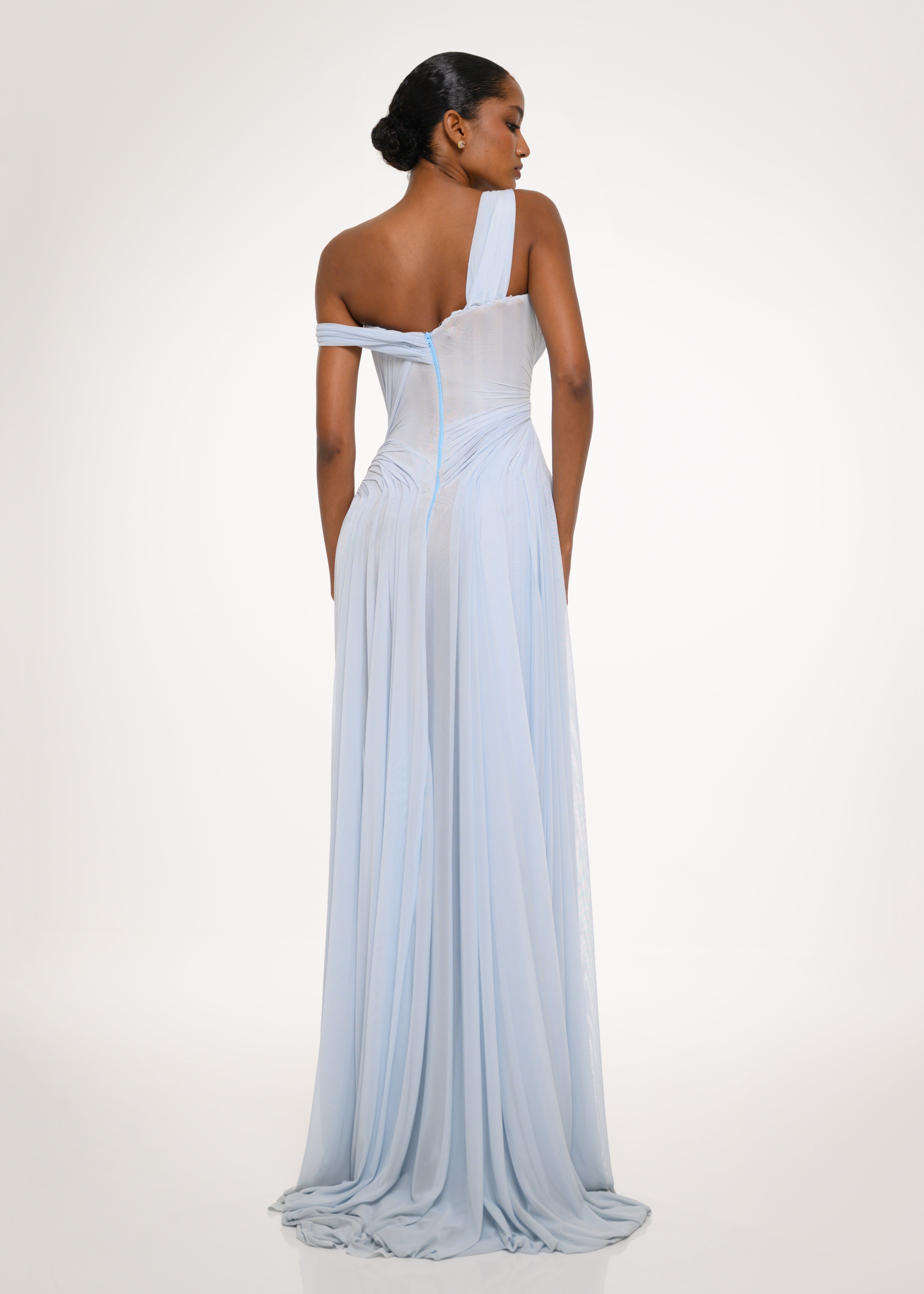 Ice Blue Draped Corset Gown