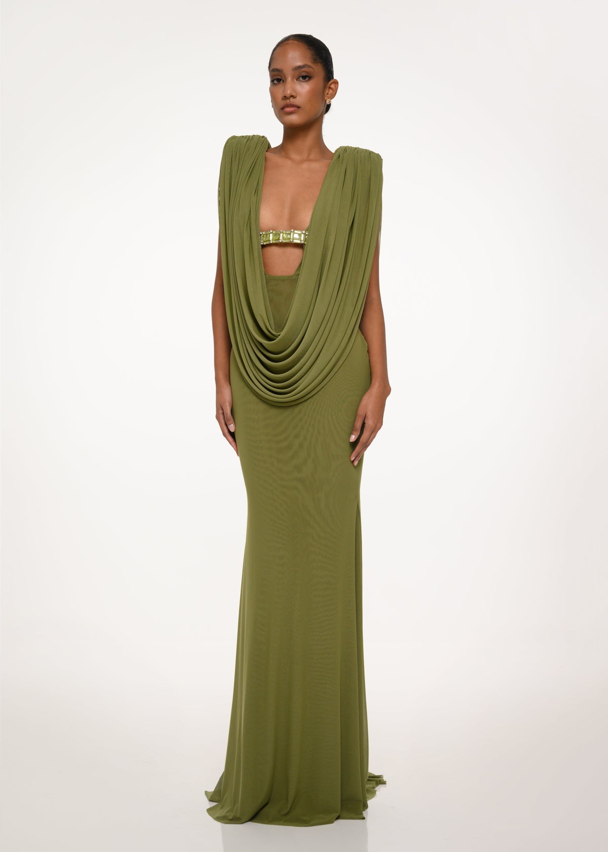 Olive Drape Gown
