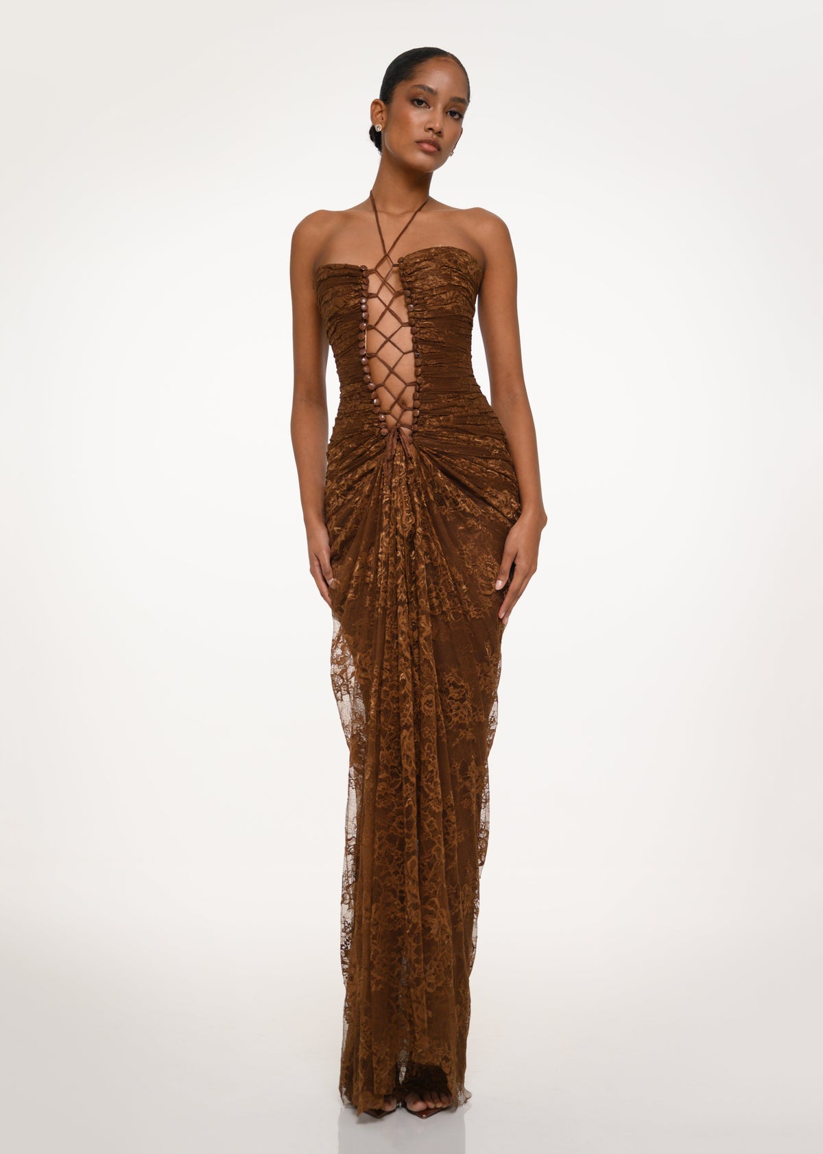 Brown Lace Corset Gown