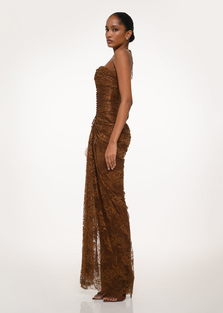 Brown Lace Corset Gown