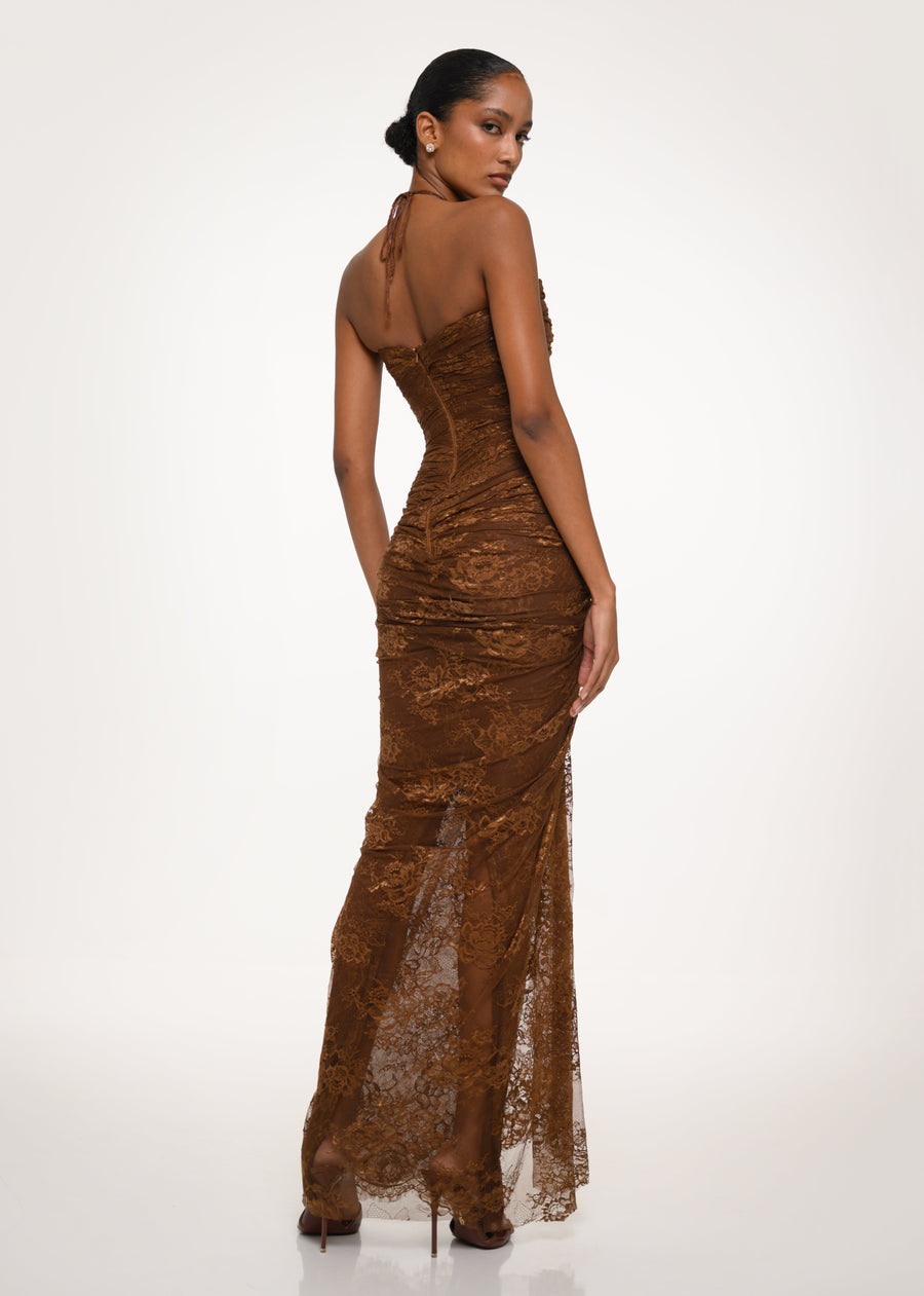 Brown Lace Corset Gown