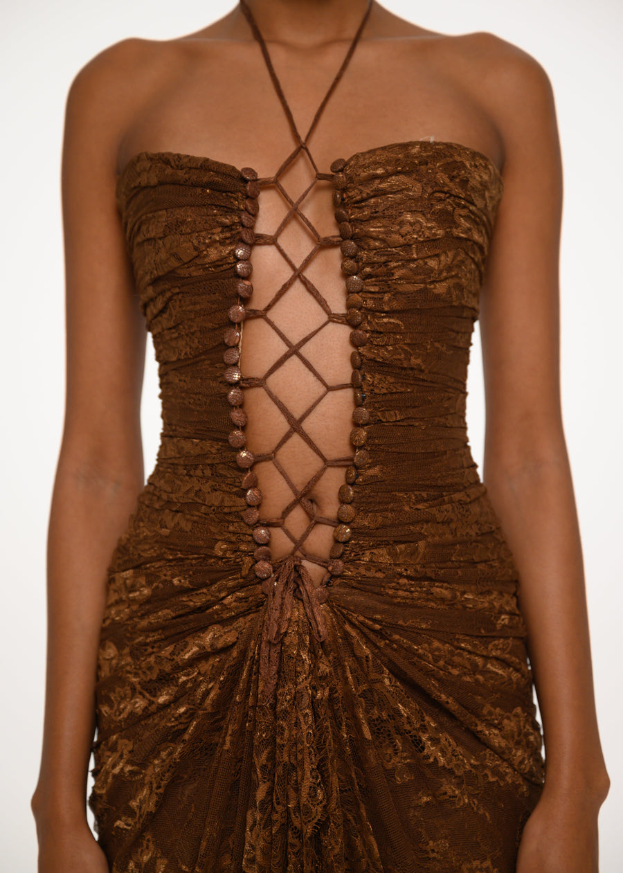Brown Lace Corset Gown