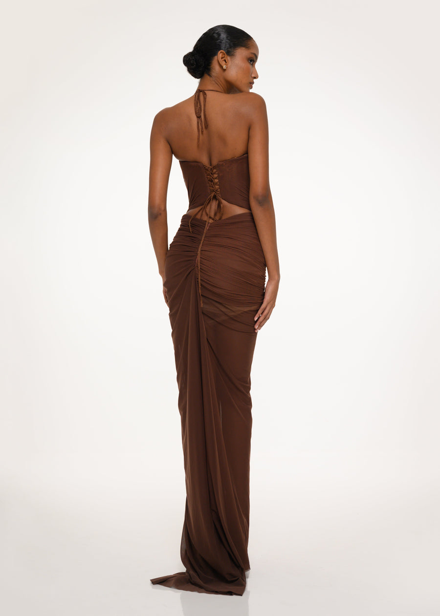Chocolate Sheer Lace Dress