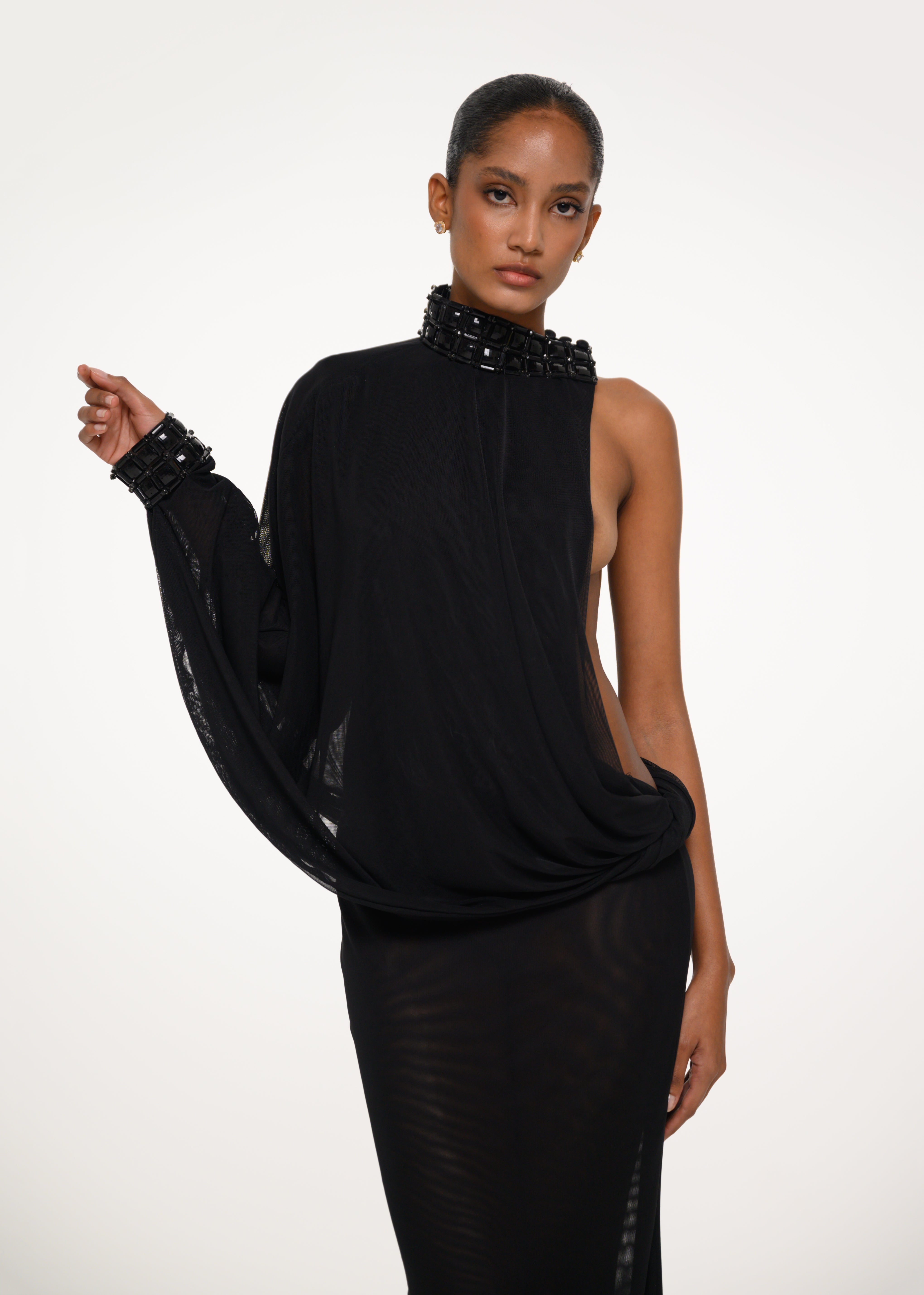 Black High-Neck Dress