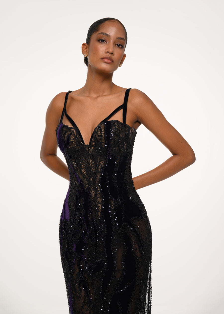 Midnight Sequin Corset Dress